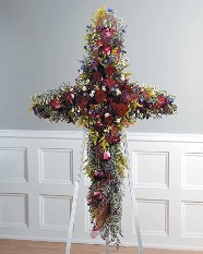 Large Cross w/ Multi-Color Flowers