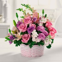 Assorted Pastel Flowers in Basket Assorted Pastel Flowers in Basket