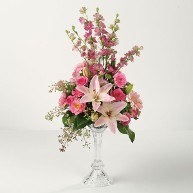Flower Arrangement on Crystal Pedestal