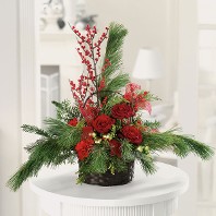 Scented Pine Basket w/ Roses and Carnations Scented Pine Basket w/ Roses and Carnations