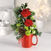 Holiday Mug with Pine, Holiday Accents, and Ornaments Holiday Mug with Pine, Holiday Accents, and Ornaments