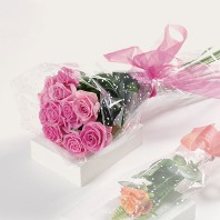 Dozen Long Stem Roses in Pink Bouquet