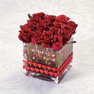 16 Red Roses in a Cube w/ Valentine's Ribbon 16 Red Roses in a Cube w/ Valentine's Ribbon